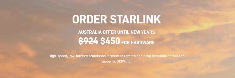51% OFF Starlink hardware now $450(was $924) $139/mth with FREE Trial