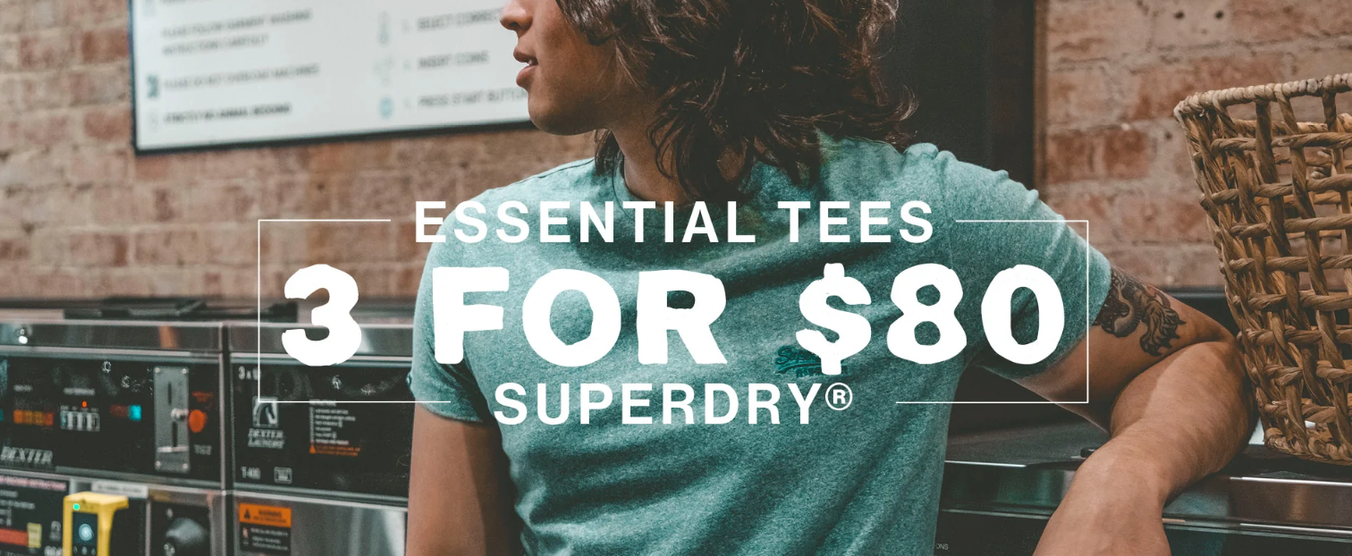 3 for $80 Essential Tees @ Superdry