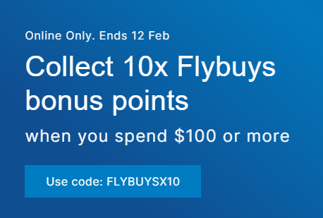 Collect 10x Flybuys bonus points when you spend $100 or more with promo code @ Target