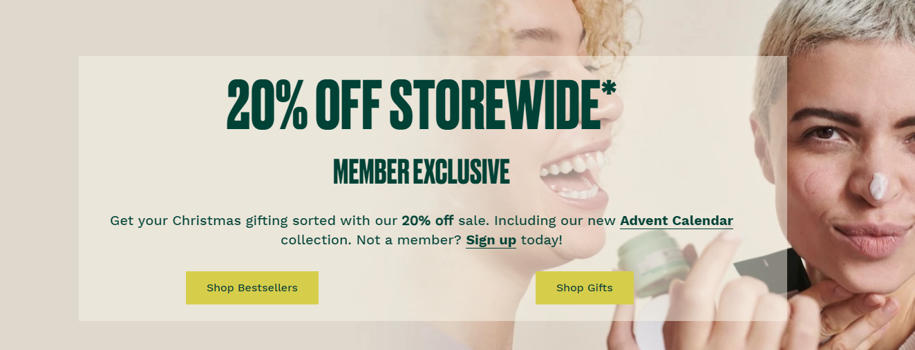 The BodyShop Member Exclusive: 20% OFF storewide, Free shipping $79+
