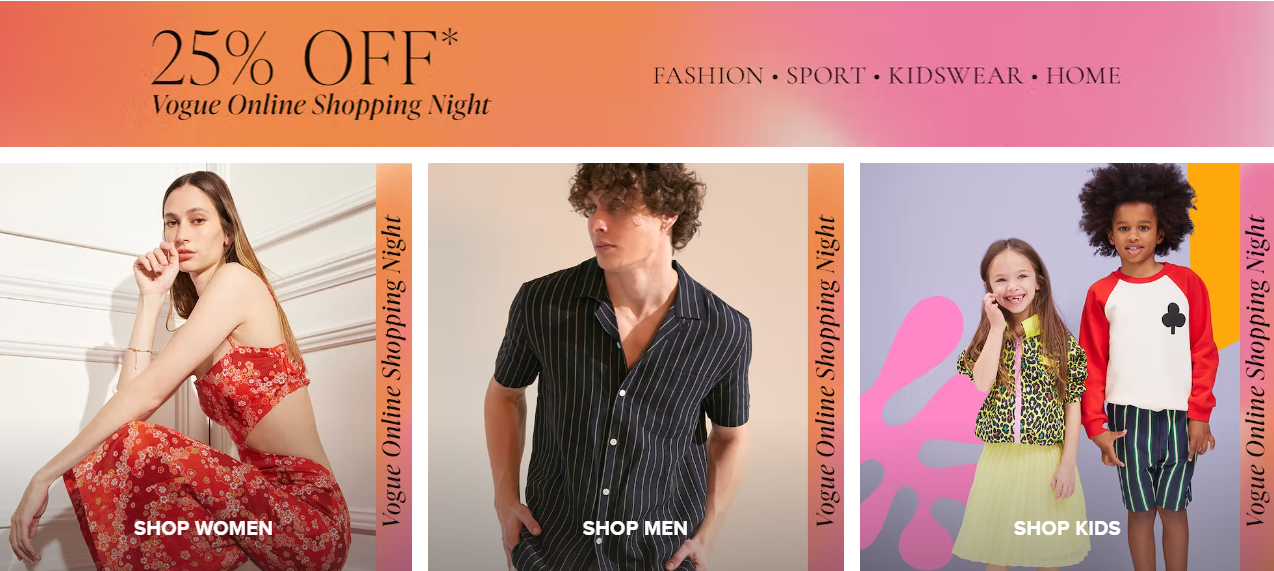 25% OFF on fashion, sport, kidswear & homeware at The Iconic VOGUE Online Shopping Night