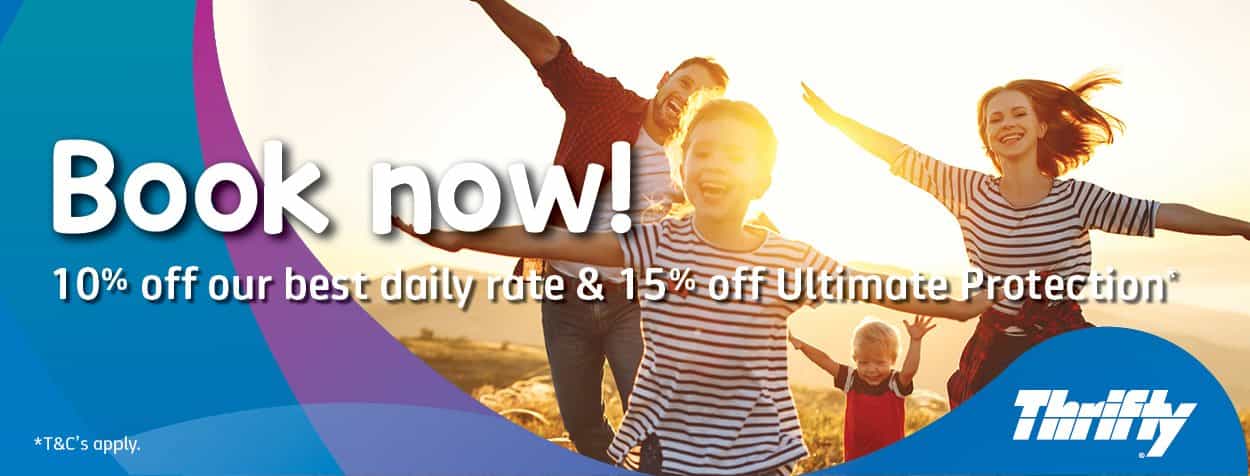 Get 10% off daily rates and 15% off Ultimate Protection at Thrifty