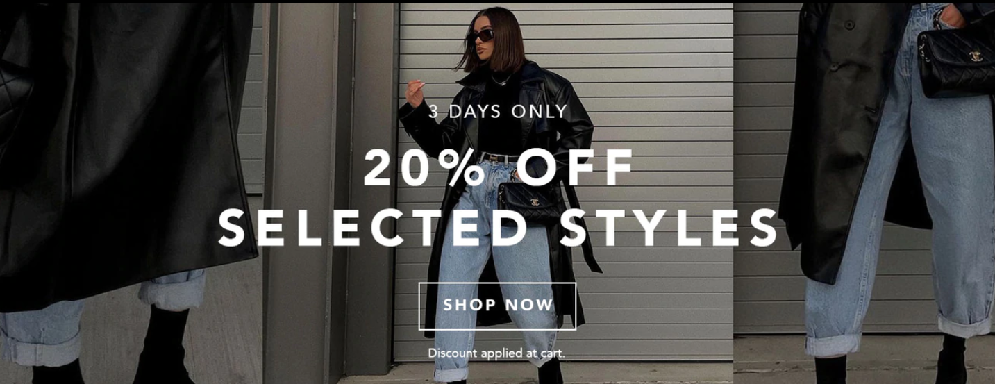 20% OFF on selected styles at Tony Bianco