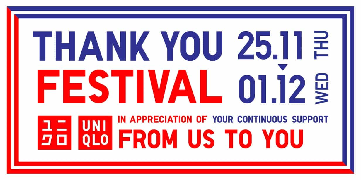 Uniqlo Thank You festival up to 33% OFF on men, women & kids styles