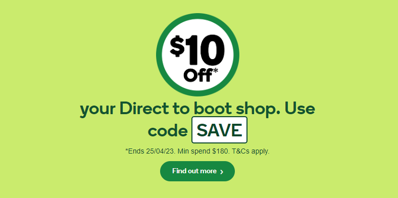 Woolworths - Extra $10 OFF your Direct to boot shop with coupon[min. spend $180]