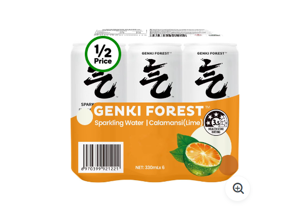 Genki Forest Calamansi Lime 330ml X 6 Pack $5.5(was $11) at Woolworths
