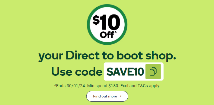 Extra $10 OFF $180+ on your Direct to boot or pick up shop on all vegan products