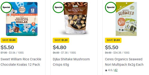 Woolworths Vegan Specials & 1/2 price Vegan specials from Wed 17th Jan