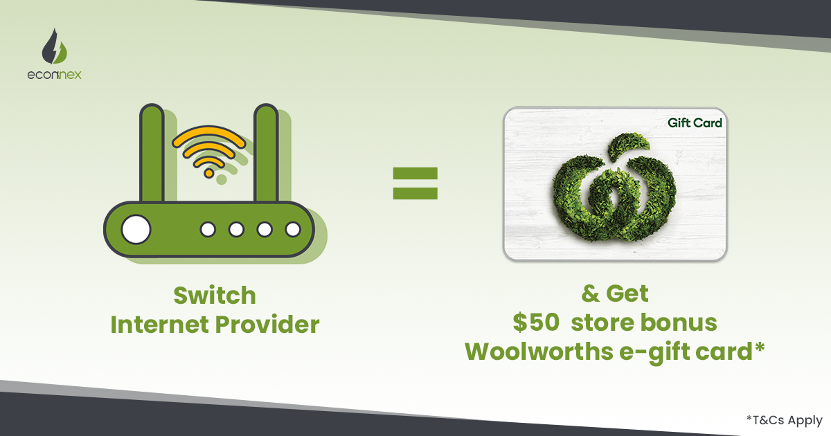 $50 Woolworths eGift Card When Switching Your NBN @ Econnex Comparison.