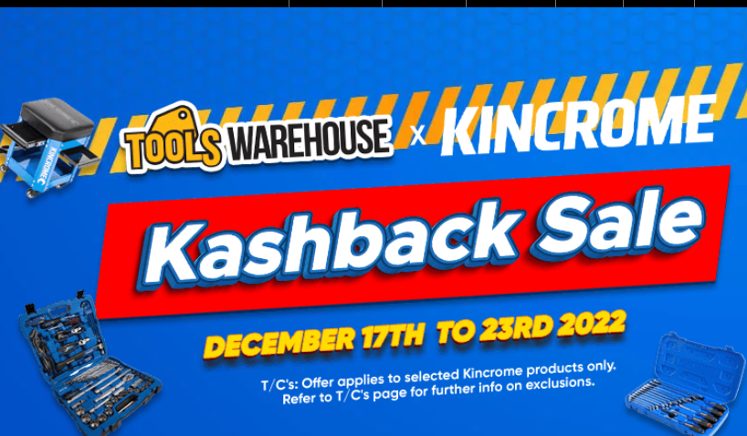 Tools Warehouse X Kincrome Cashback sale. Best prices + Spend & get bonus vouchers up to $1000