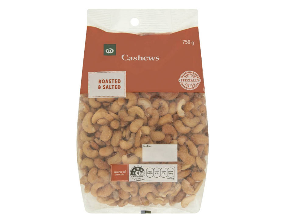 Woolworths Cashews Roasted & Salted 750g Pack - $10 (save $8)