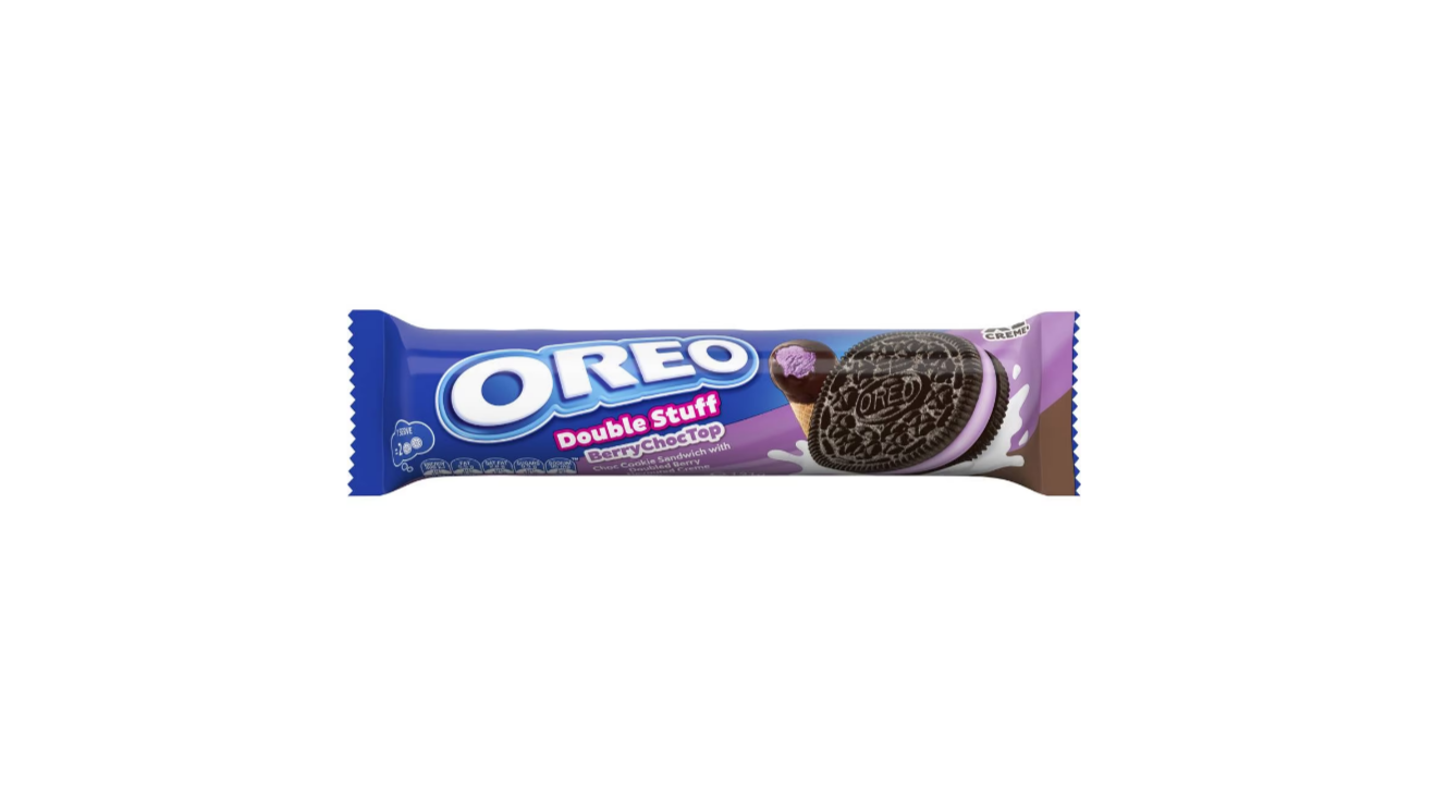 NEW & 1/2 price @ Coles & Woolworths: Oreo Creme Double Stuff Berry Choc Top Biscuits | 131g - $1.25