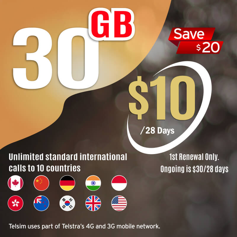 Save $20 - get 30GB for just $10 with Telsim
