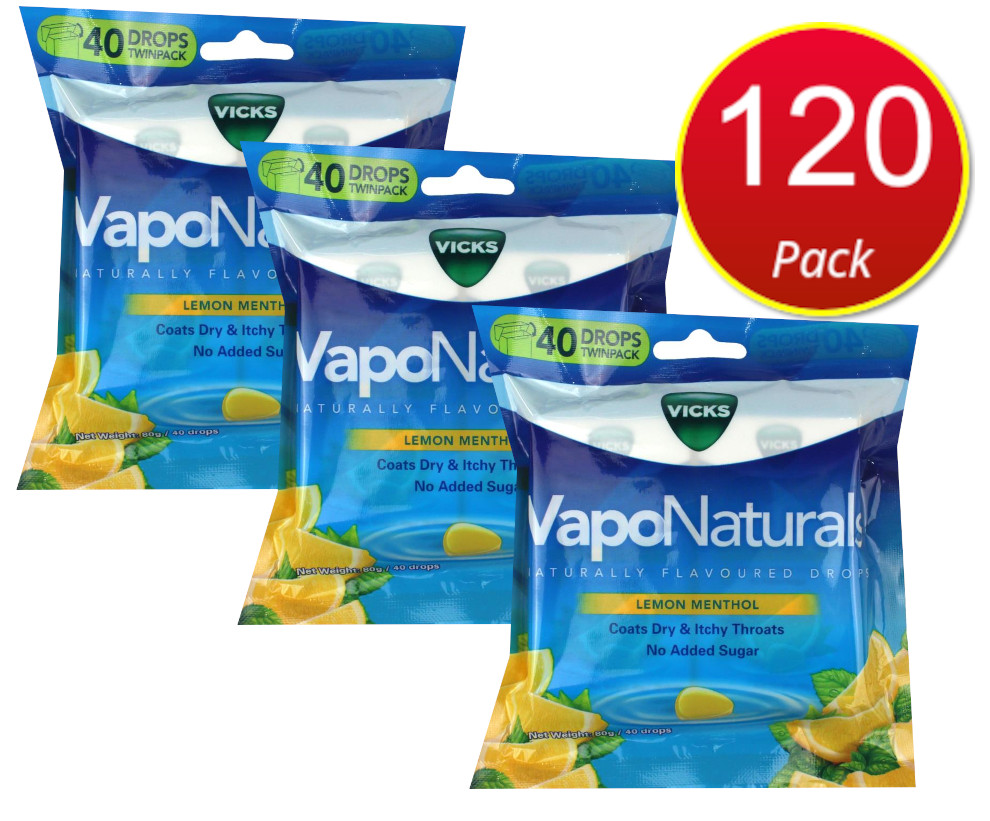 Save $5 OFF on 3X VICKS VapoNaturals Lemon Menthol PK2 X 40 Drops @ $9.97