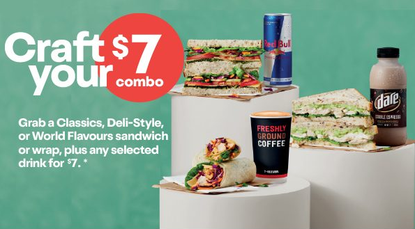 7-Eleven craft Your sandwich or wrap plus drink combo for $7