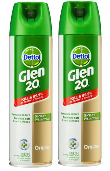Get $9 OFF on 2X GLEN 20 Disinfectant Spray Original 175g now $10.99