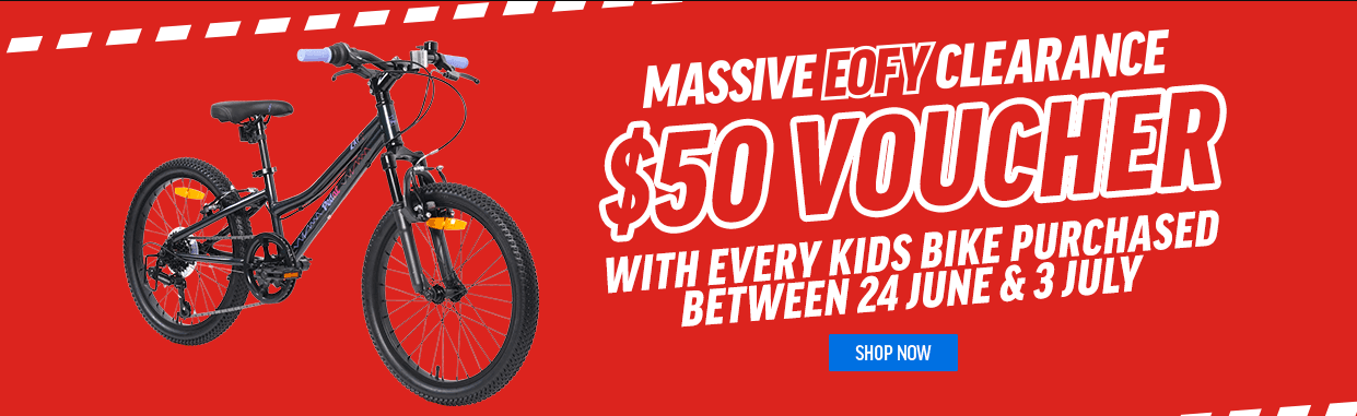 $50 voucher with every kids bike purchased at 99Bikes