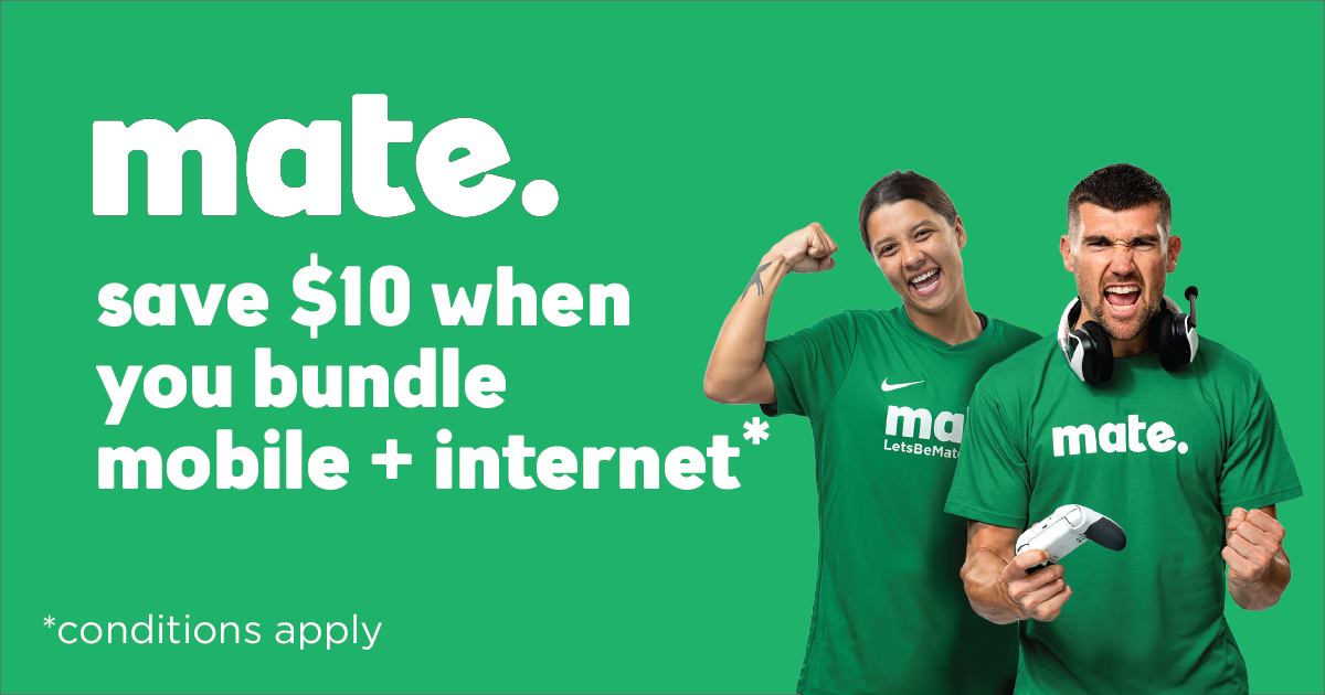 Save $10 per month when you bundle Internet + mobile with MATE!