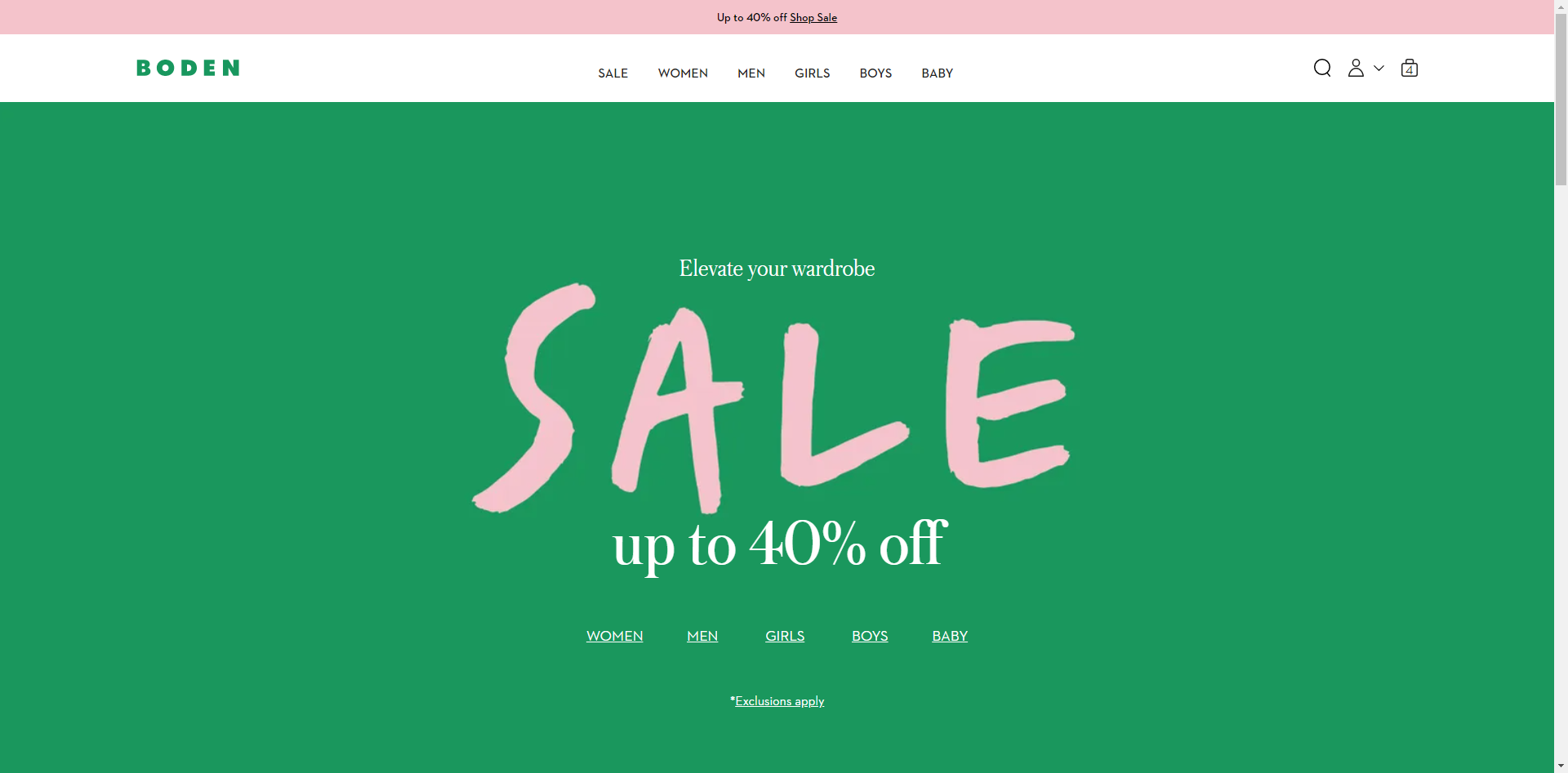 Boden Clothing up to 40% off sale and free delivery for order over $200