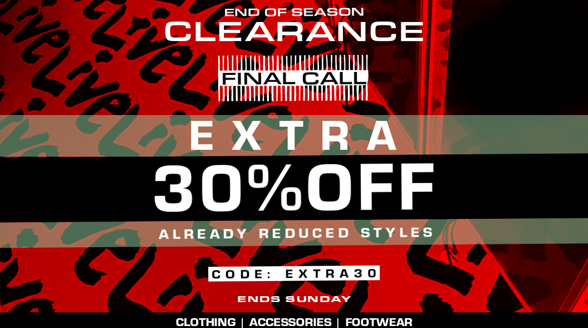 Extra 30%OFF Clearance. Clothing, Accessories, Footwear already reduced up to 80%OFF