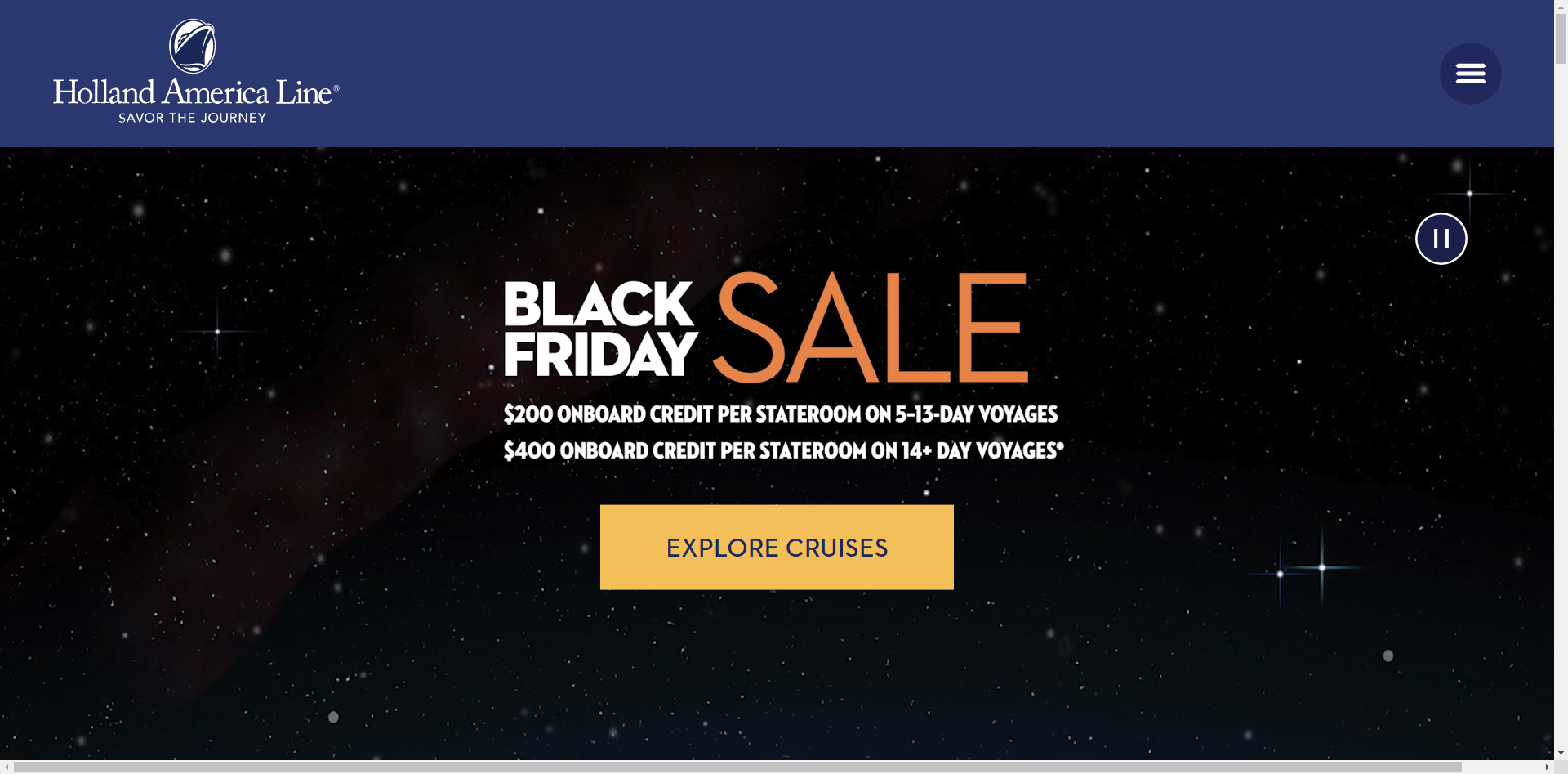Up to $400 off Holland America Line Cruises Black Friday sale