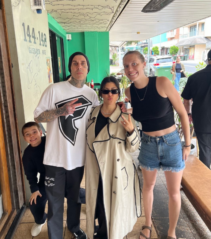 Kourtney Kardashian and Travis Barker visit Funky Pies vegan cafe in Sydney