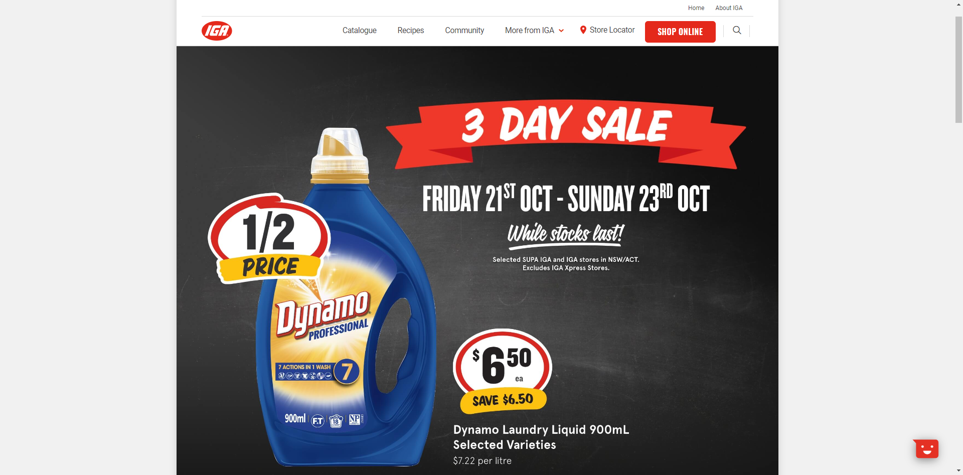 IGA 3 day sale - selected NSW/ACT stores, Dyanamo 900ml $6.50, Whittakers Choc $4, Pepsi 1.25L $1.35