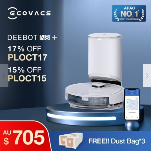 ECOVACS Deebot N8+ Robot Vacuum Cleaner + Auto-Empty Station + dust bags $705 with stackable coupons