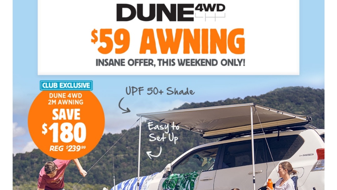 Awning by Dune 4WD, this weekend only - $59 (WAS $239, SAVE $180)