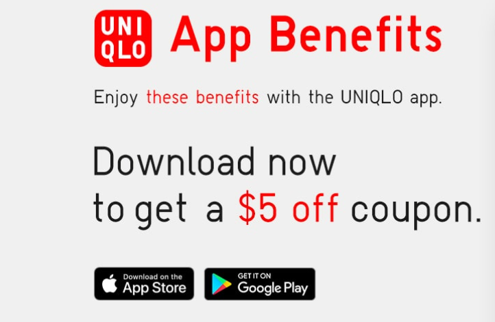 Uniqlo $5 off $50+ coupon with UNIQLO app and exclusive app-only prices for new app members