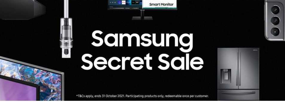 Shh, Samsung Secret Sale - Extra up to 20% OFF on home appliances & extra 5% OFF on Galaxy S21