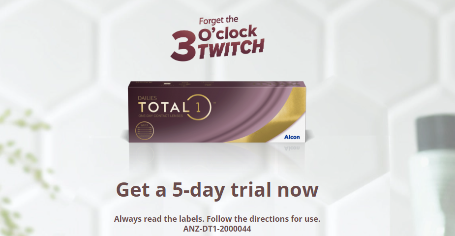 5-Day trials voucher for Total1 and Precision1 lenses when you sign up at Alcon