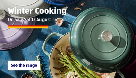 ALDI Winter Cooking, Food Storage and Book Week On Sale from 13th Aug