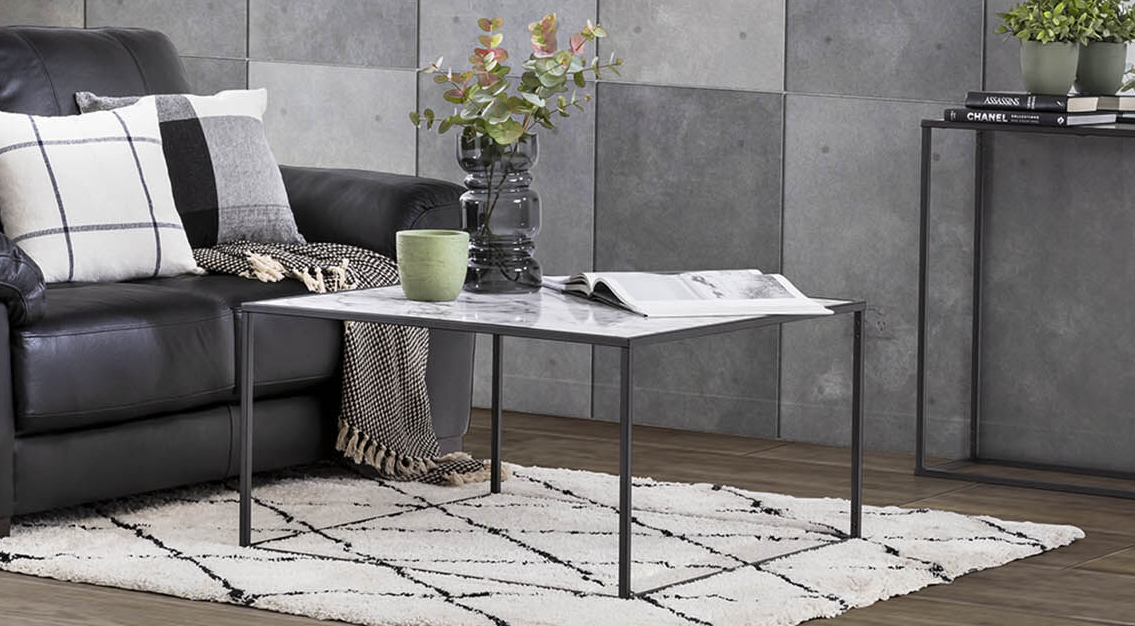 88% OFF GRANT White/Black Coffee Table now $49 + delivery @ Amart Furniture