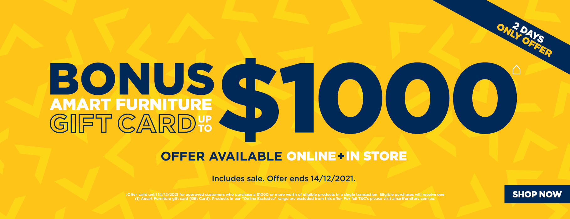 Bonus up to $1000 gift card on eligible purchases including sale items(min. spend $1000)