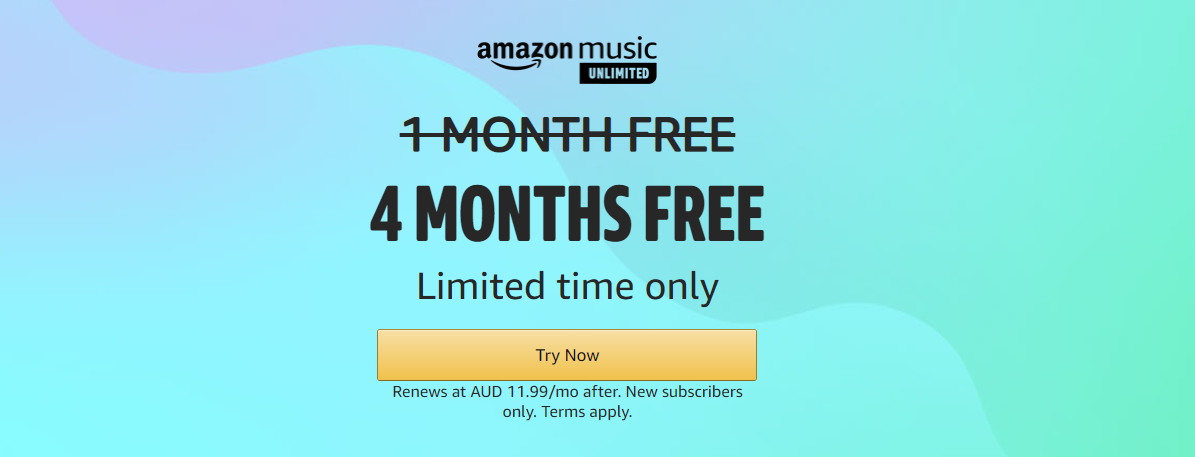 4 months FREE from Amazon Music Unlimited