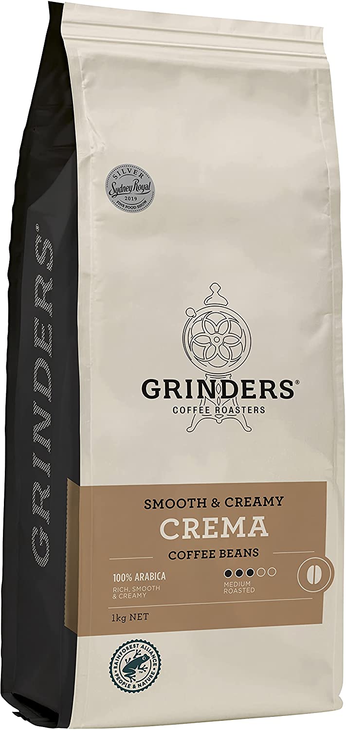 Buy Grinders Coffee, Crema, Roasted Beans, 1kg for $21 with free delivery