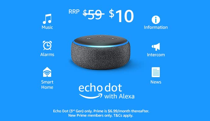 Get an Echo Dot (3rd Gen) for $10(RRP $59) when you join Prime at Amazon
