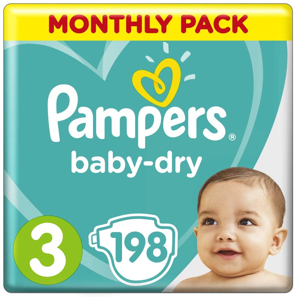 Pampers Baby-Dry Nappies 198 Nappies - best price deal - save 20% OFF now $54.40 with free shipping