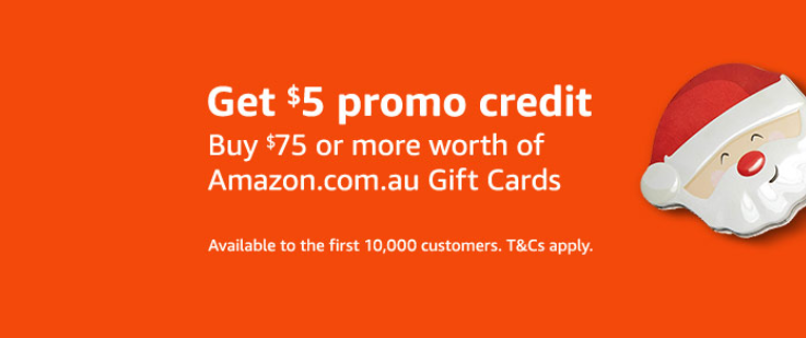$5 promo credit with $75 or more Amazon gift cards