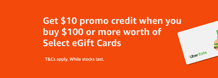 $10 promo credit Netflix, Uber Eats, $5 promo credit Amazon, Twitch gift cards @ Amazon