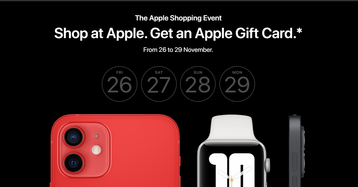 Apple Shopping week get up to $140 gift card on eligible items including iphone, ipads, macbook&more