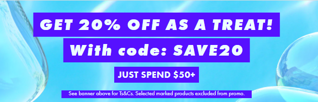 20% OFF when you spend $50