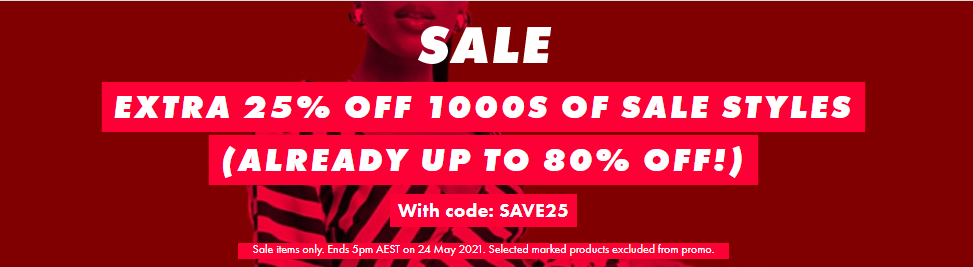 Save up to 80% OFF on already reduced styles plus extra 25% OFF