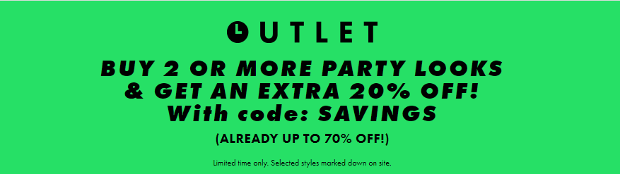 ASOS Up to 70% OFF plus extra 20% OFF when you buy 2 more party looks with promo code