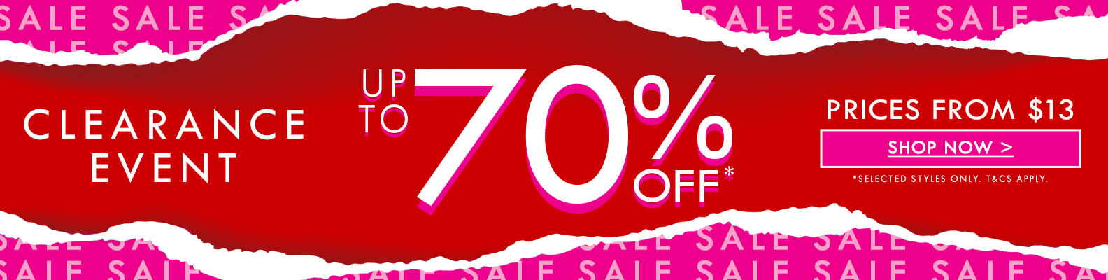 Up to 70% OFF on clearance sale event