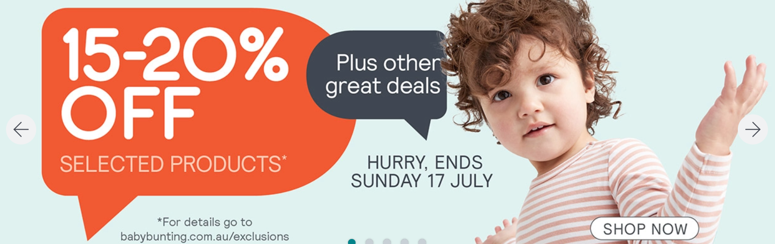 Baby Bunting 15-20% OFF on selected products storewide