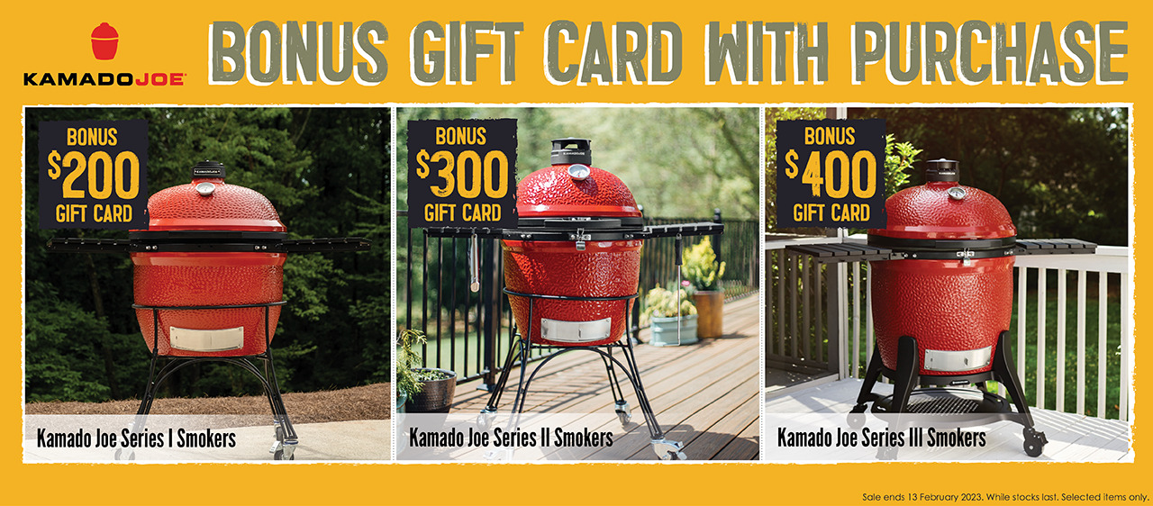 Bonus up to $500 gift card when you buy Kamado Joe Smokers with coupon