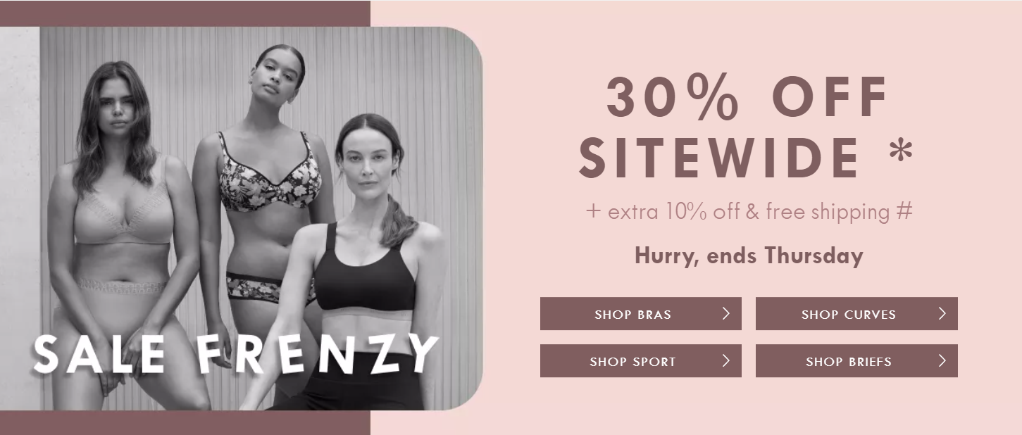 Berlei Click Frenzy sale 30% OFF sitewide plus extra 10% OFF & free shipping for members