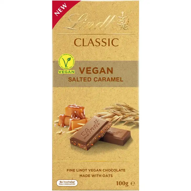 Lindt Classic Vegan Smooth Block, salted caramel and hazelnut for $5 (Save up to $2)